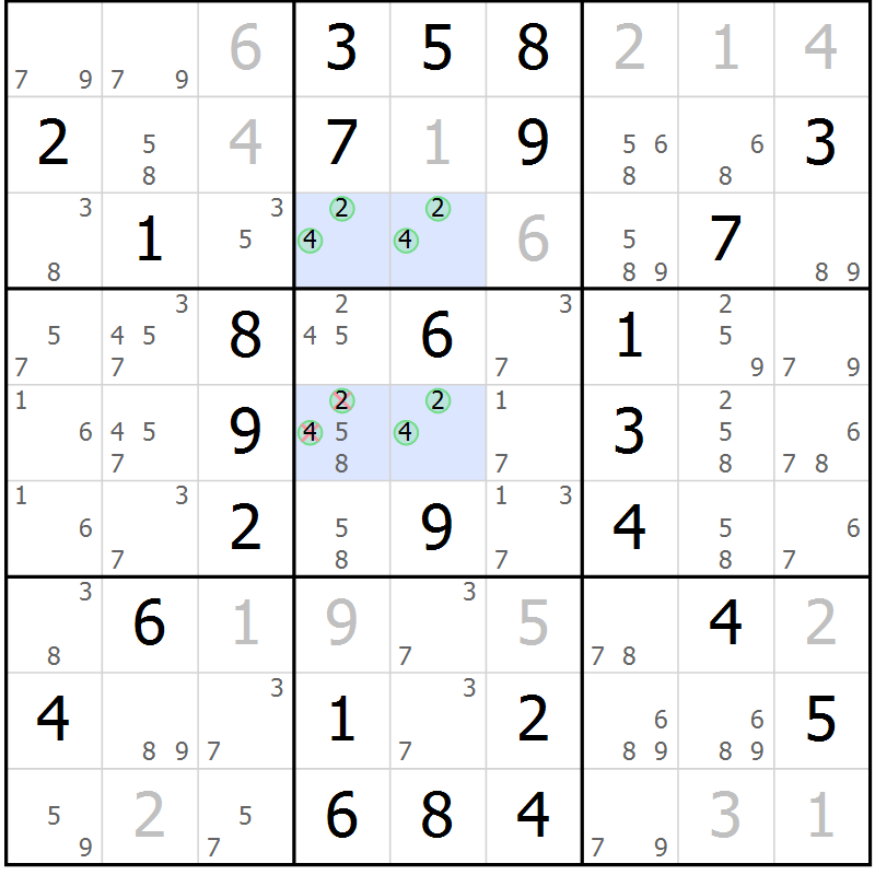 Position des candidats pour la solution de la Gr 54 page 57 du magazine de sudoku Virtuose n° 105
