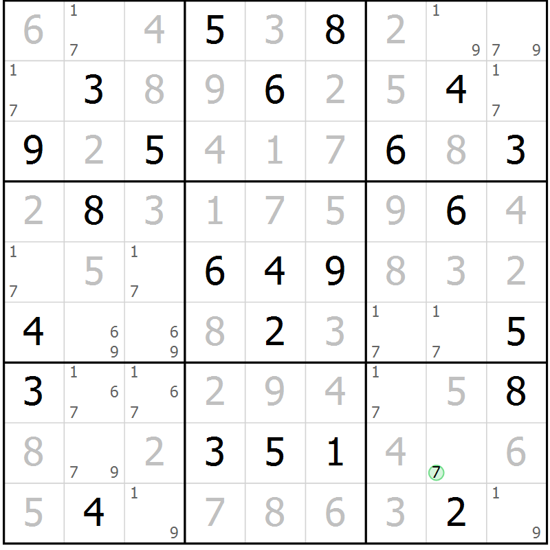 Position des candidats pour la solution de la Gr 55 page 58 du magazine de sudoku Virtuose n° 105