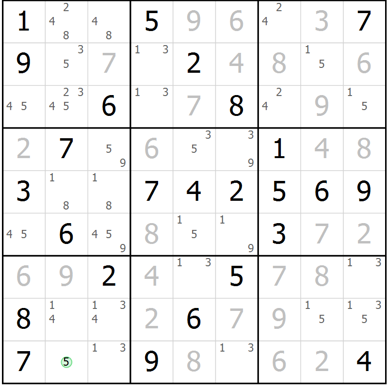Position des candidats pour la solution de la Gr 59 page 62 du magazine de sudoku Virtuose n° 105
