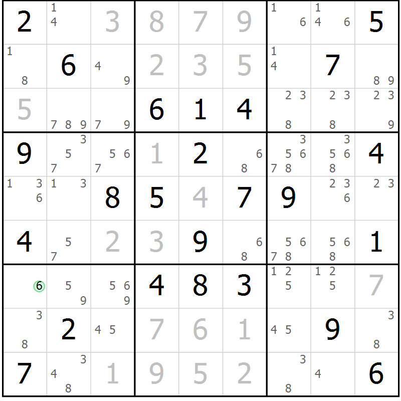Position des candidats pour la solution de la Gr 62 page 65 du magazine de sudoku Virtuose n° 105