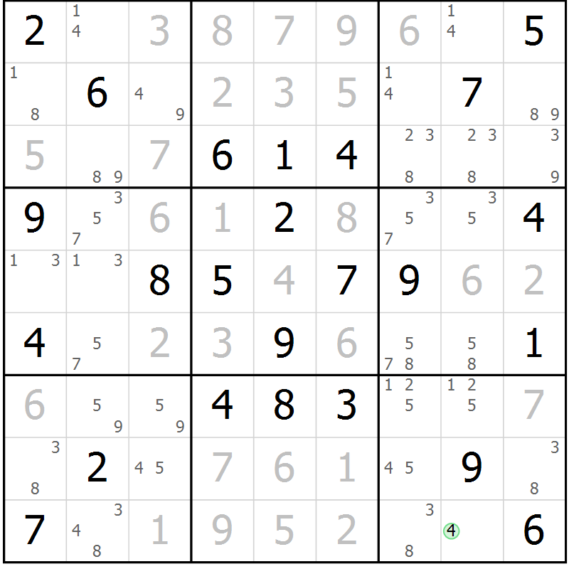 Position des candidats pour la solution de la Gr 62 page 65 du magazine de sudoku Virtuose n° 105