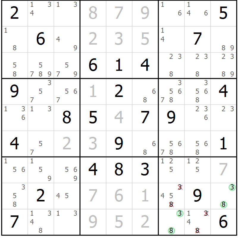 Position des candidats pour la solution de la Gr 62 page 65 du magazine de sudoku Virtuose n° 105