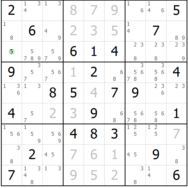 Position des candidats pour la solution de la Gr 62 page 65 du magazine de sudoku Virtuose n° 105