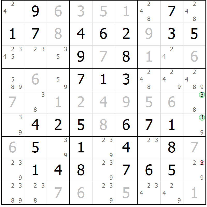 Position des candidats pour la solution de la Gr 66 page 69 du magazine de sudoku Virtuose n° 105