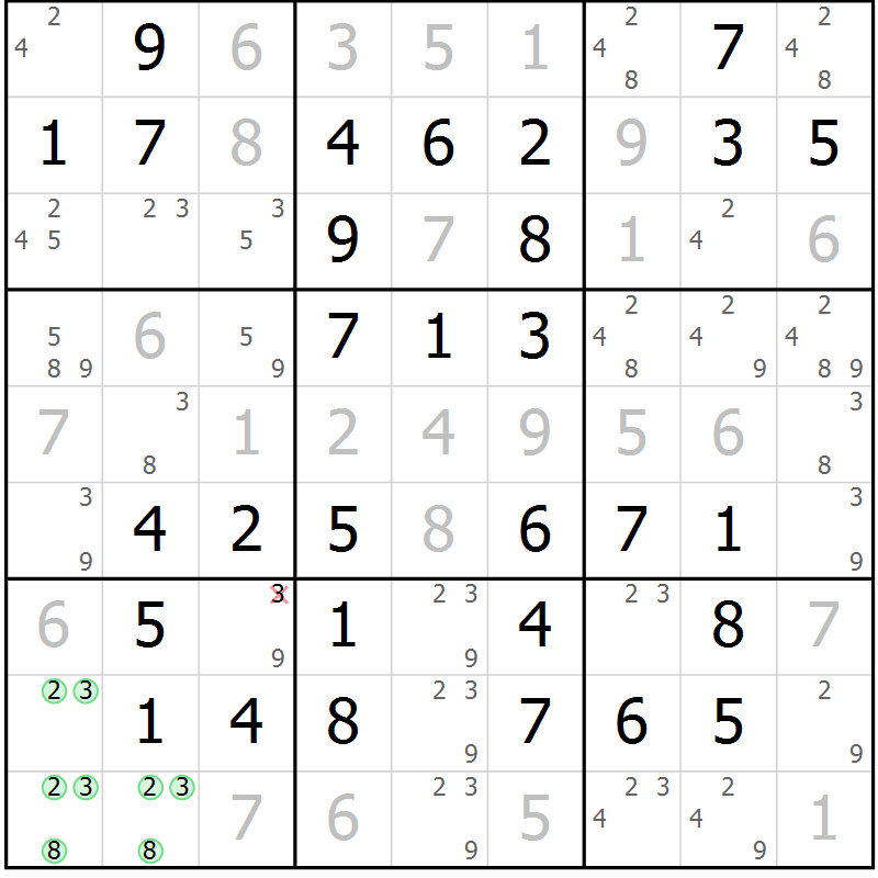 Position des candidats pour la solution de la Gr 66 page 69 du magazine de sudoku Virtuose n° 105
