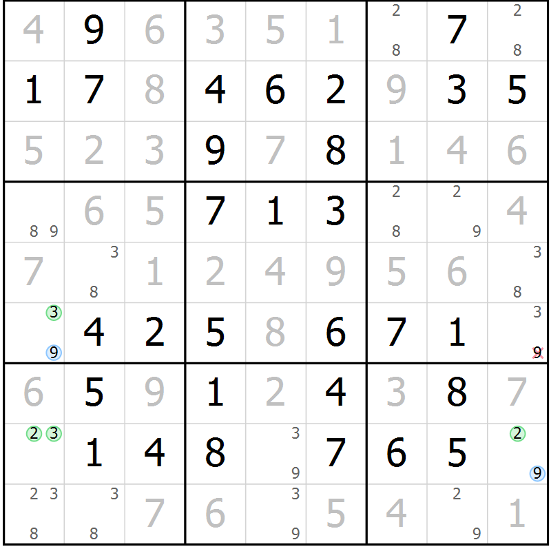 Position des candidats pour la solution de la Gr 66 page 69 du magazine de sudoku Virtuose n° 105