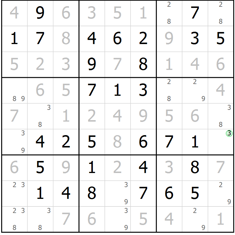 Position des candidats pour la solution de la Gr 66 page 69 du magazine de sudoku Virtuose n° 105