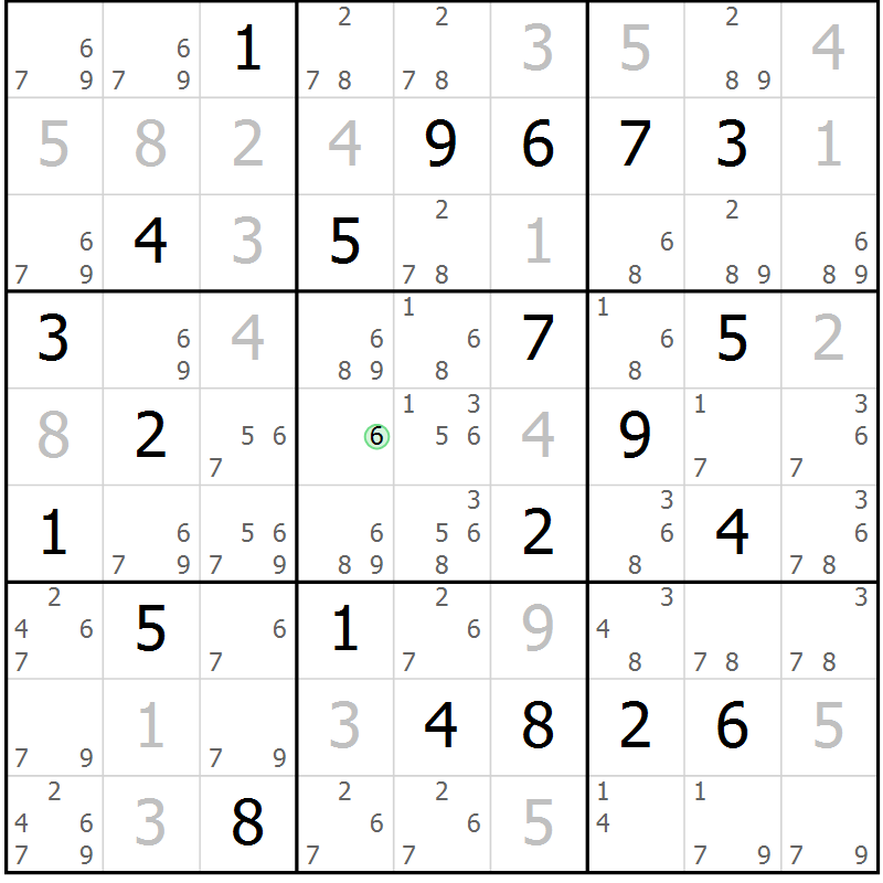 Position des candidats pour la solution de la Gr 7 page 10 du magazine de sudoku Virtuose n° 105