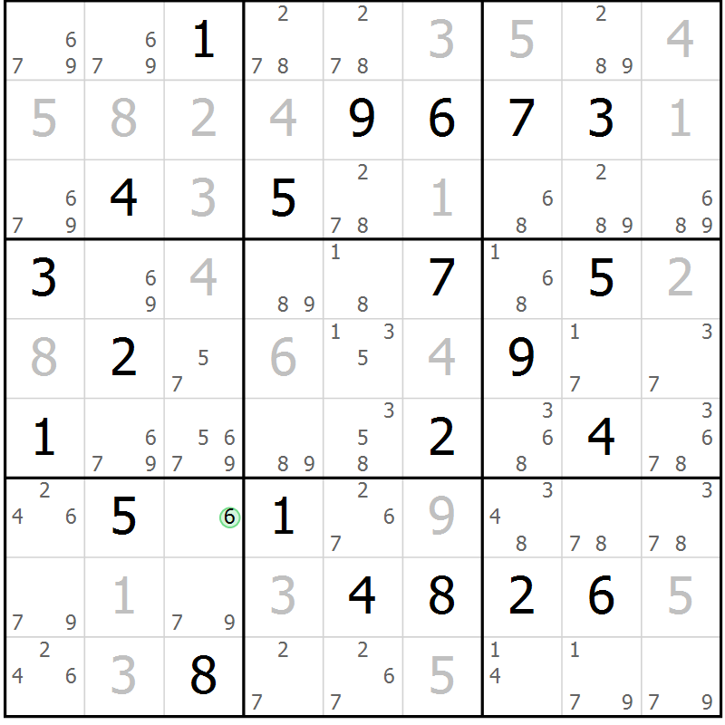 Position des candidats pour la solution de la Gr 7 page 10 du magazine de sudoku Virtuose n° 105