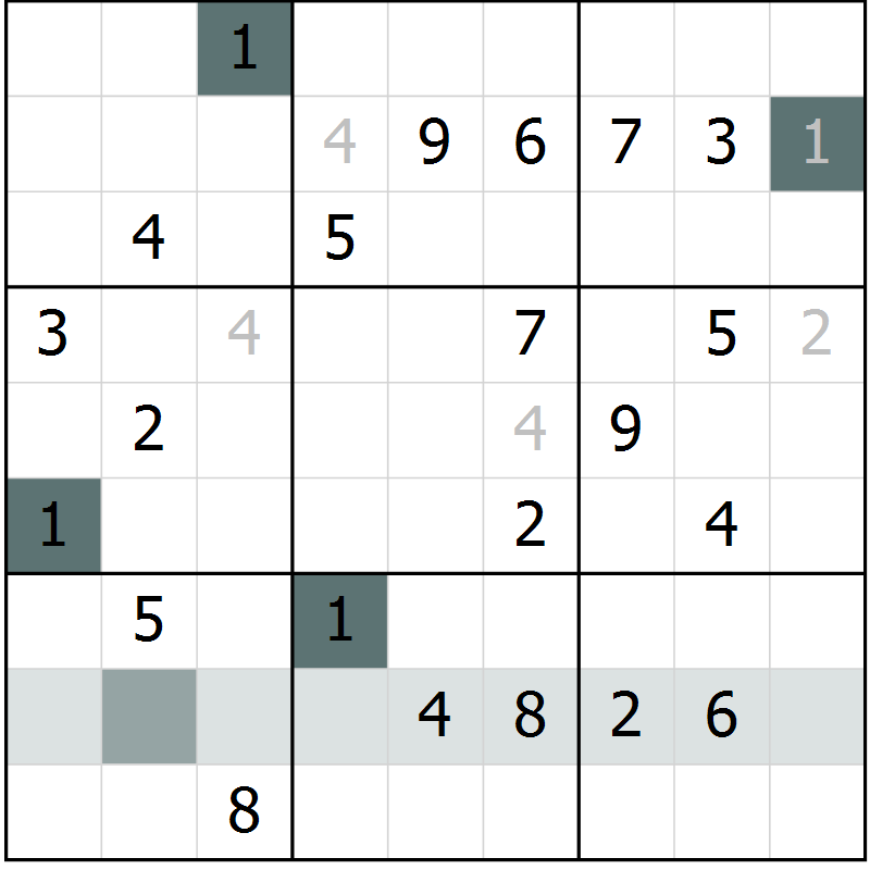 Position des candidats pour la solution de la Gr 7 page 10 du magazine de sudoku Virtuose n° 105