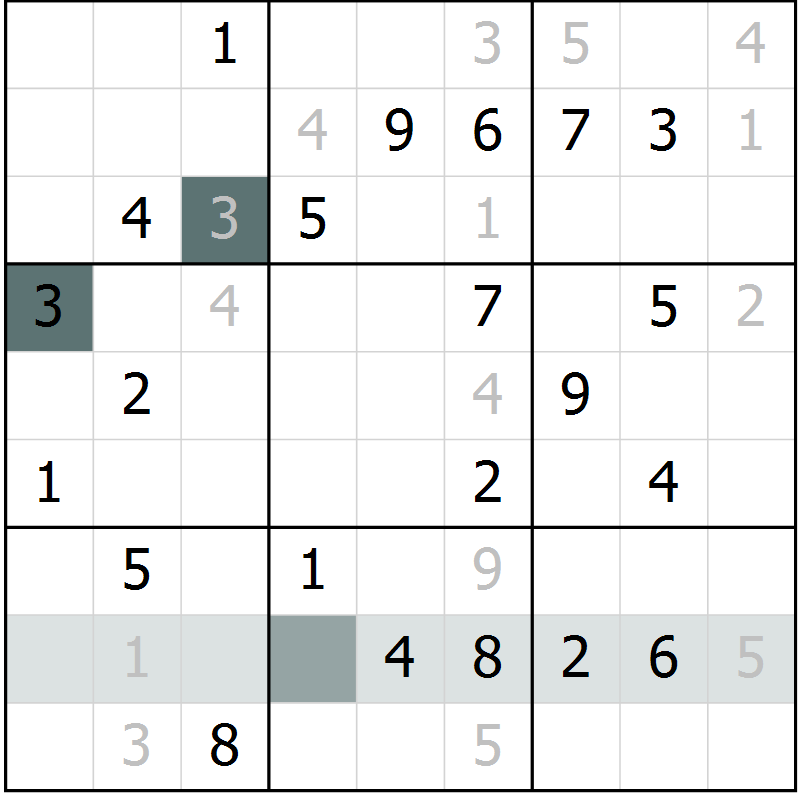 Position des candidats pour la solution de la Gr 7 page 10 du magazine de sudoku Virtuose n° 105