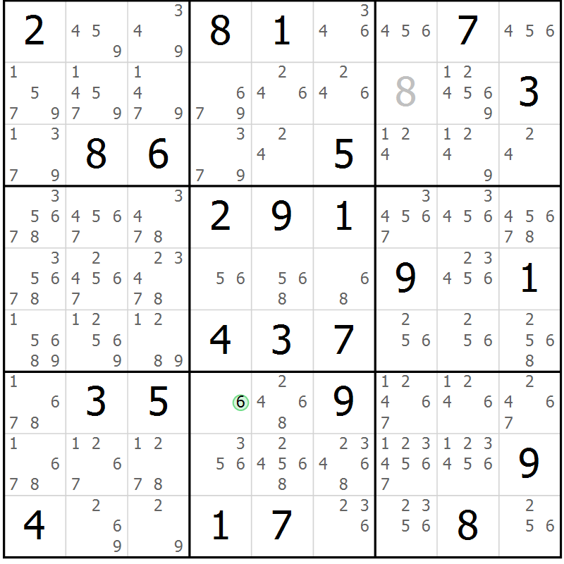 Position des candidats pour la solution de la Gr 70 page 73 du magazine de sudoku Virtuose n° 105