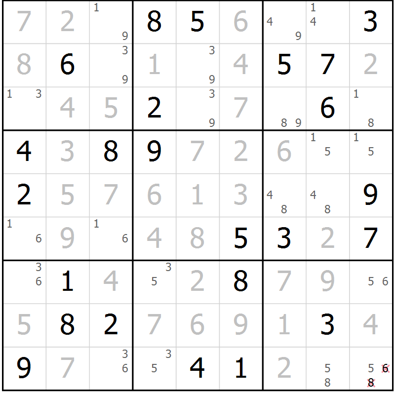 Position des candidats pour la solution de la Gr 71 page 74 du magazine de sudoku Virtuose n° 105