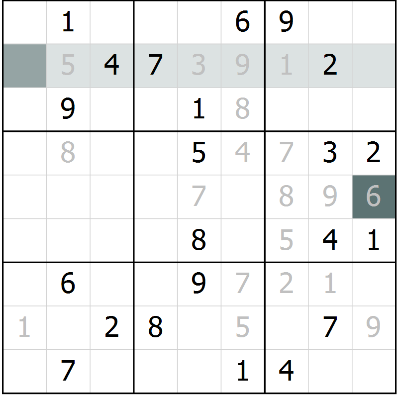 Position des candidats pour la solution de la Gr 8 page 11 du magazine de sudoku Virtuose n° 105