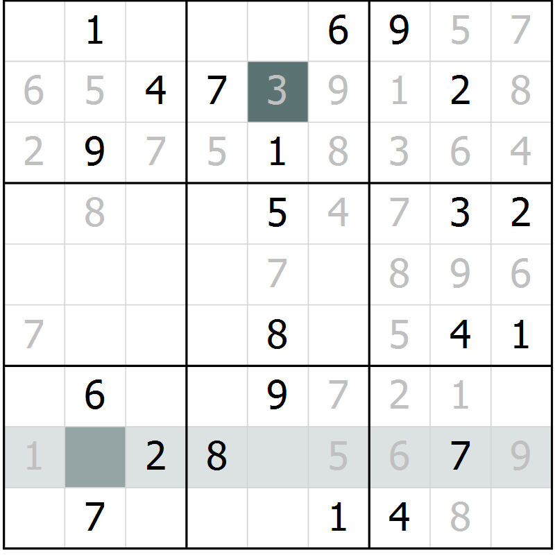 Position des candidats pour la solution de la Gr 8 page 11 du magazine de sudoku Virtuose n° 105