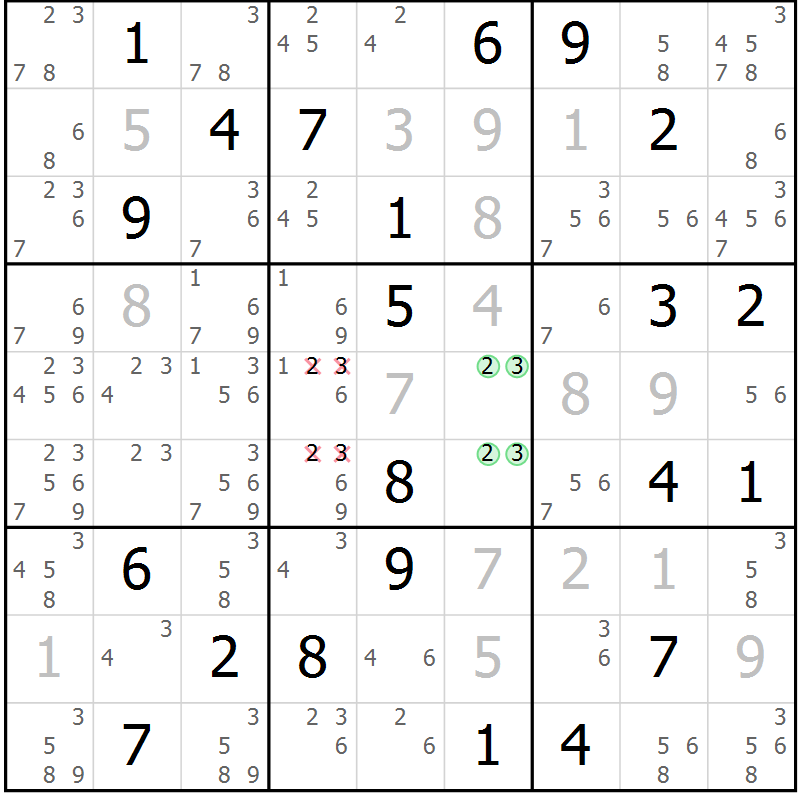 Position des candidats pour la solution de la Gr 8 page 11 du magazine de sudoku Virtuose n° 105