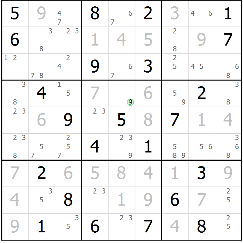 Position des candidats pour la solution de la Gr 80 page 83 du magazine de sudoku Virtuose n° 105