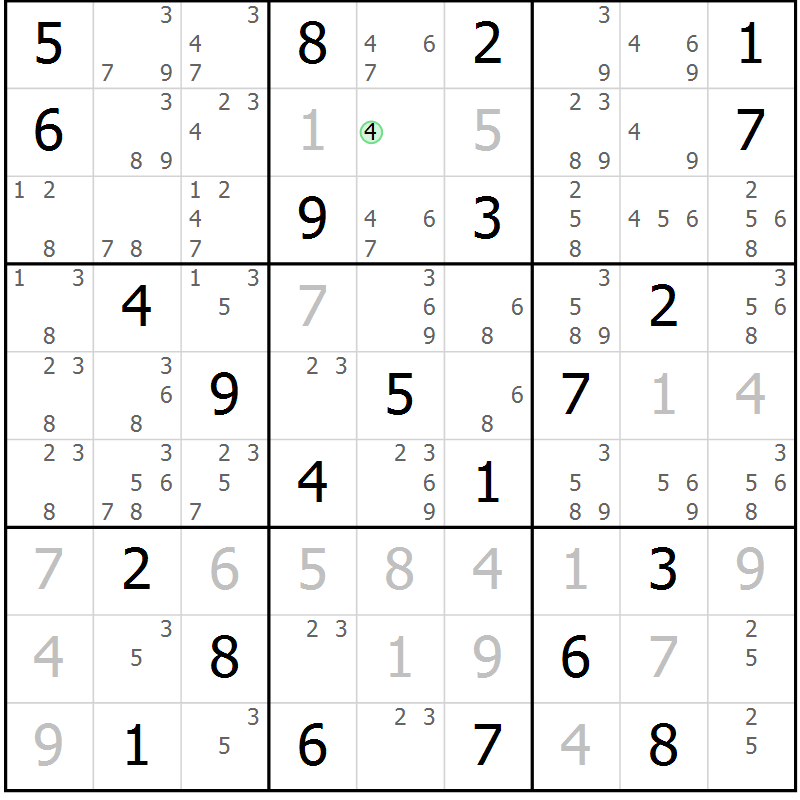 Position des candidats pour la solution de la Gr 80 page 83 du magazine de sudoku Virtuose n° 105