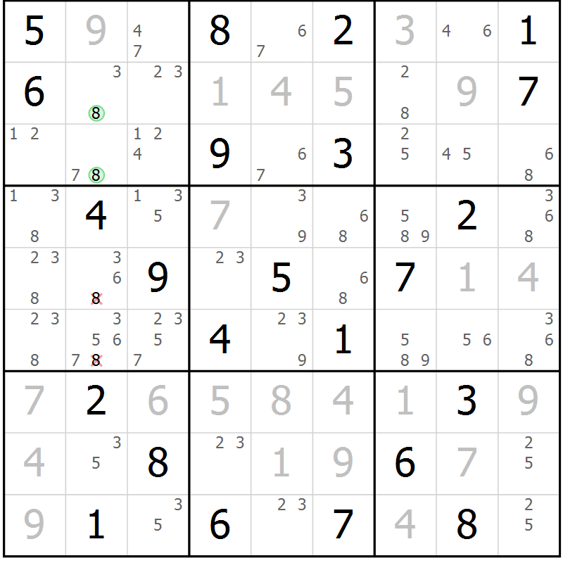 Position des candidats pour la solution de la Gr 80 page 83 du magazine de sudoku Virtuose n° 105