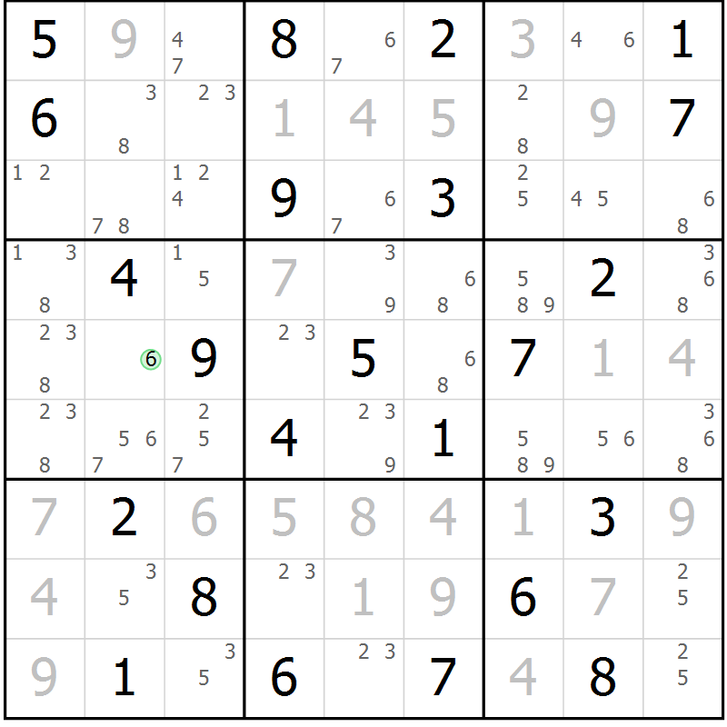Position des candidats pour la solution de la Gr 80 page 83 du magazine de sudoku Virtuose n° 105