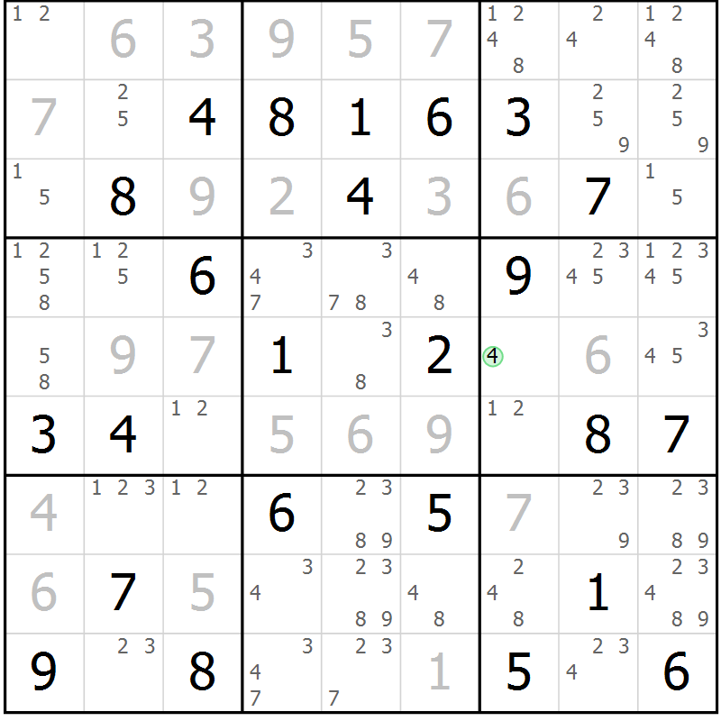 Position des candidats pour la solution de la Gr 83 page 86 du magazine de sudoku Virtuose n° 105
