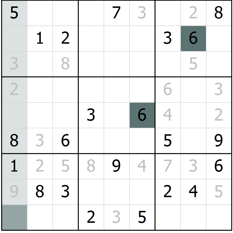 Position des candidats pour la solution de la Gr 1 page 4 du magazine de sudoku Virtuose n° 106