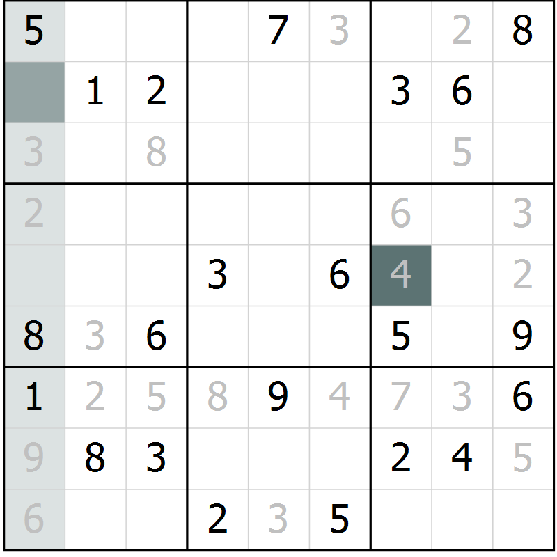 Position des candidats pour la solution de la Gr 1 page 4 du magazine de sudoku Virtuose n° 106