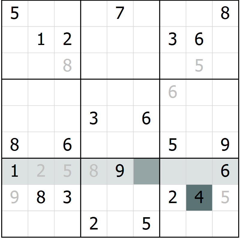 Position des candidats pour la solution de la Gr 1 page 4 du magazine de sudoku Virtuose n° 106