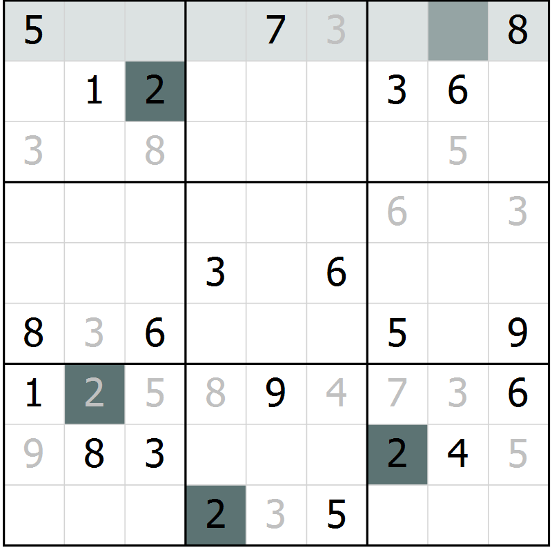Position des candidats pour la solution de la Gr 1 page 4 du magazine de sudoku Virtuose n° 106