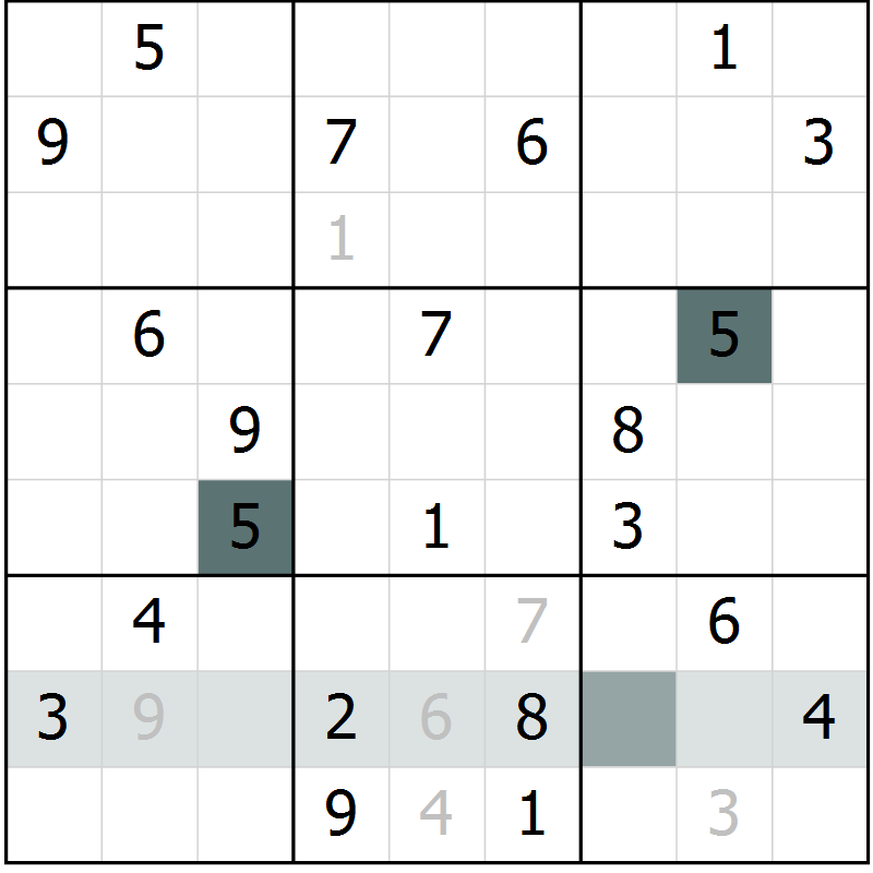 Position des candidats pour la solution de la Gr 10 page 13 du magazine de sudoku Virtuose n° 106