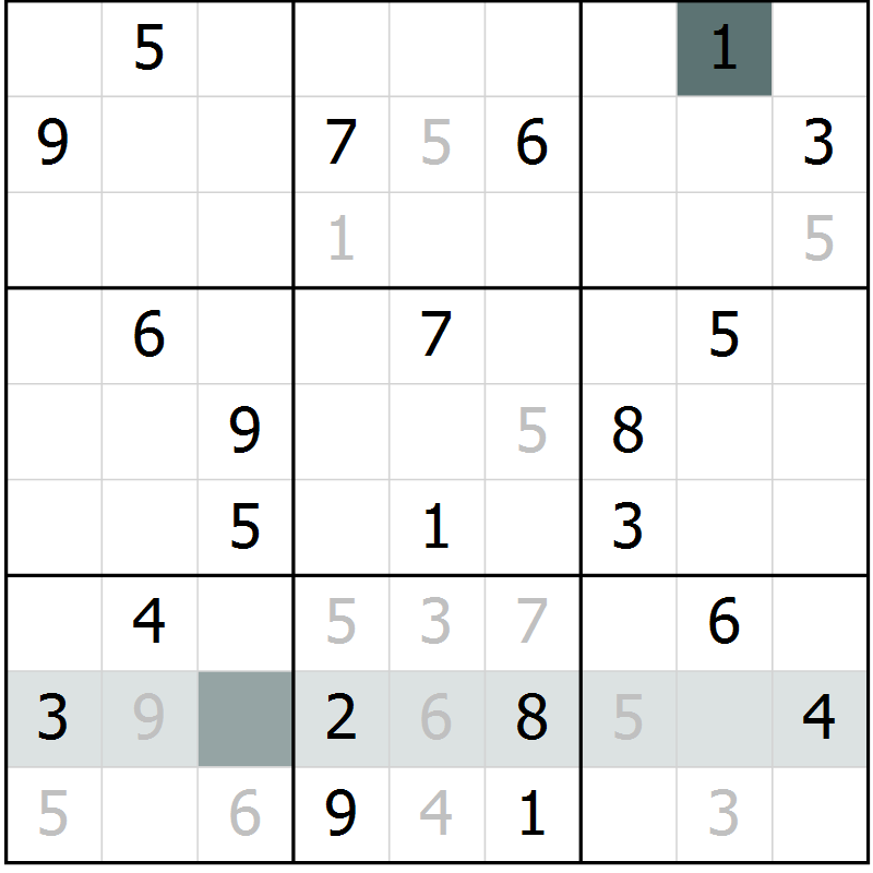 Position des candidats pour la solution de la Gr 10 page 13 du magazine de sudoku Virtuose n° 106