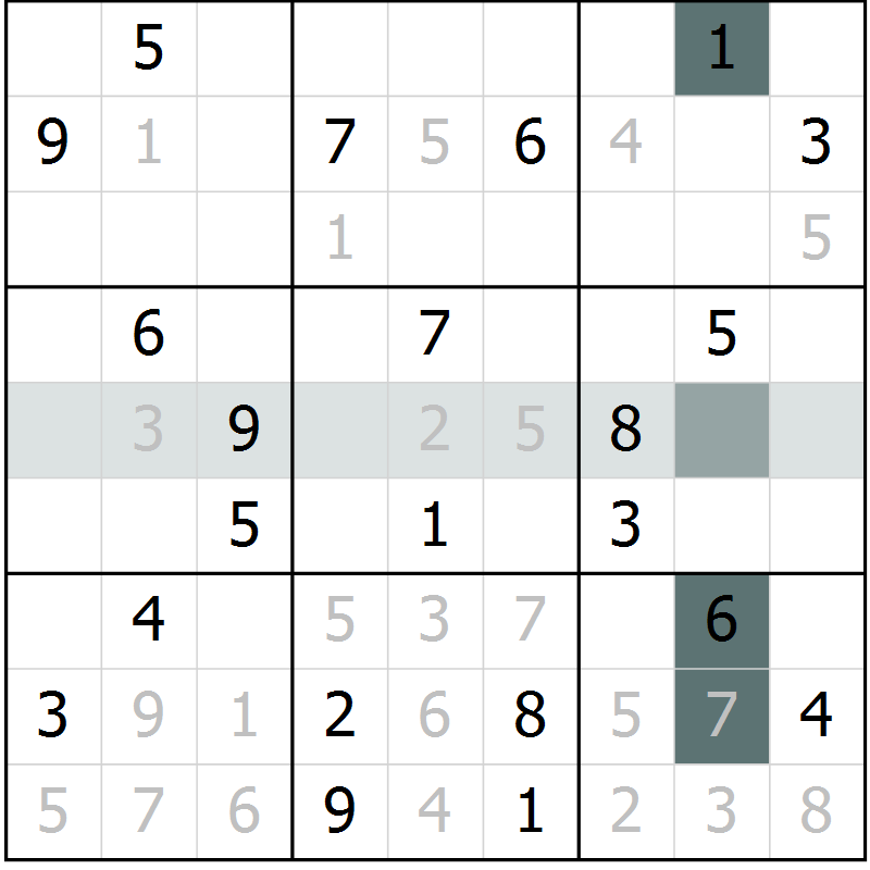 Position des candidats pour la solution de la Gr 10 page 13 du magazine de sudoku Virtuose n° 106