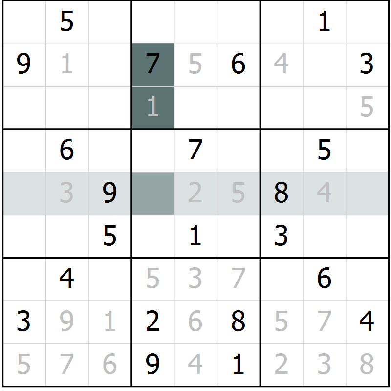 Position des candidats pour la solution de la Gr 10 page 13 du magazine de sudoku Virtuose n° 106