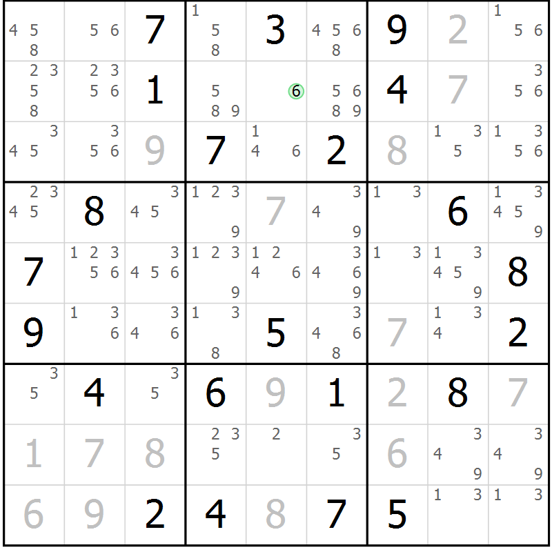 Position des candidats pour la solution de la Gr 12 page 15 du magazine de sudoku Virtuose n° 106
