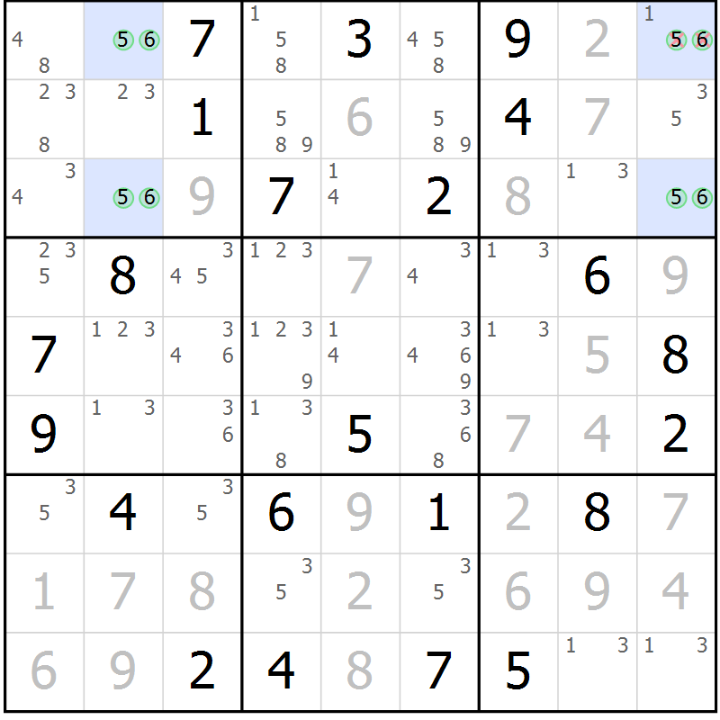 Position des candidats pour la solution de la Gr 12 page 15 du magazine de sudoku Virtuose n° 106