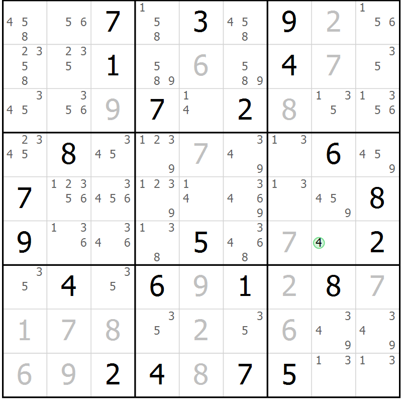 Position des candidats pour la solution de la Gr 12 page 15 du magazine de sudoku Virtuose n° 106