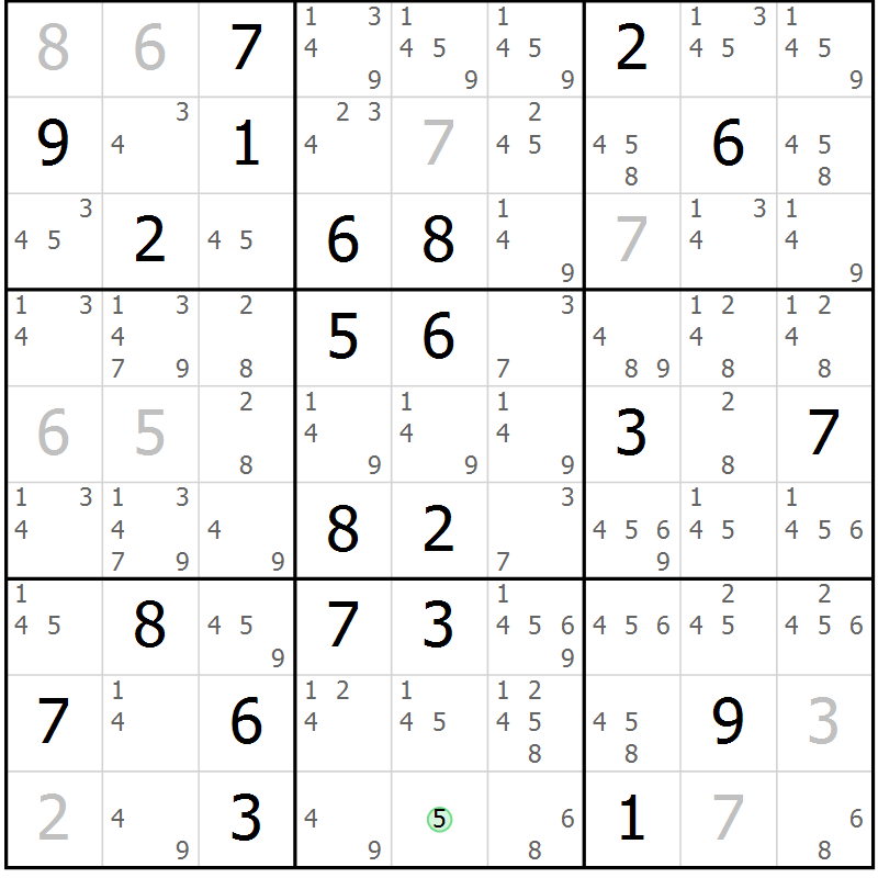Position des candidats pour la solution de la Gr 15 page 18 du magazine de sudoku Virtuose n° 106