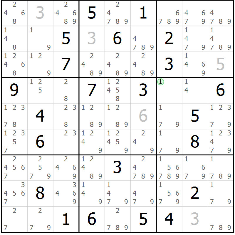 Position des candidats pour la solution de la Gr 16 page 19 du magazine de sudoku Virtuose n° 106