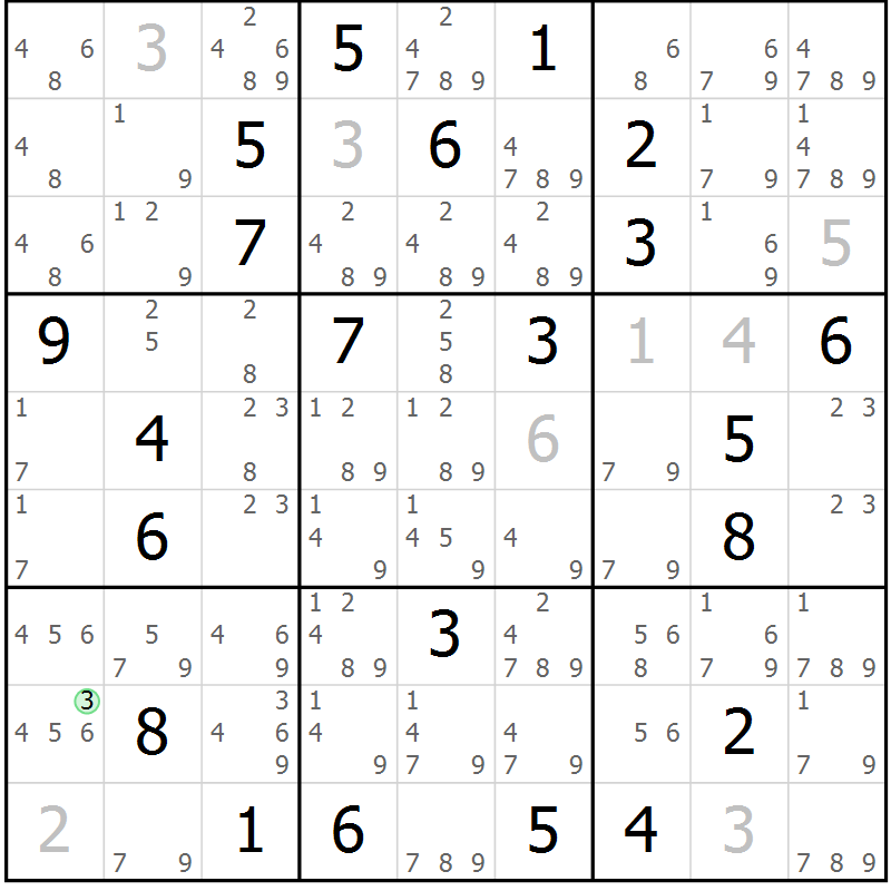 Position des candidats pour la solution de la Gr 16 page 19 du magazine de sudoku Virtuose n° 106