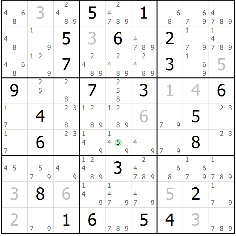 Position des candidats pour la solution de la Gr 16 page 19 du magazine de sudoku Virtuose n° 106