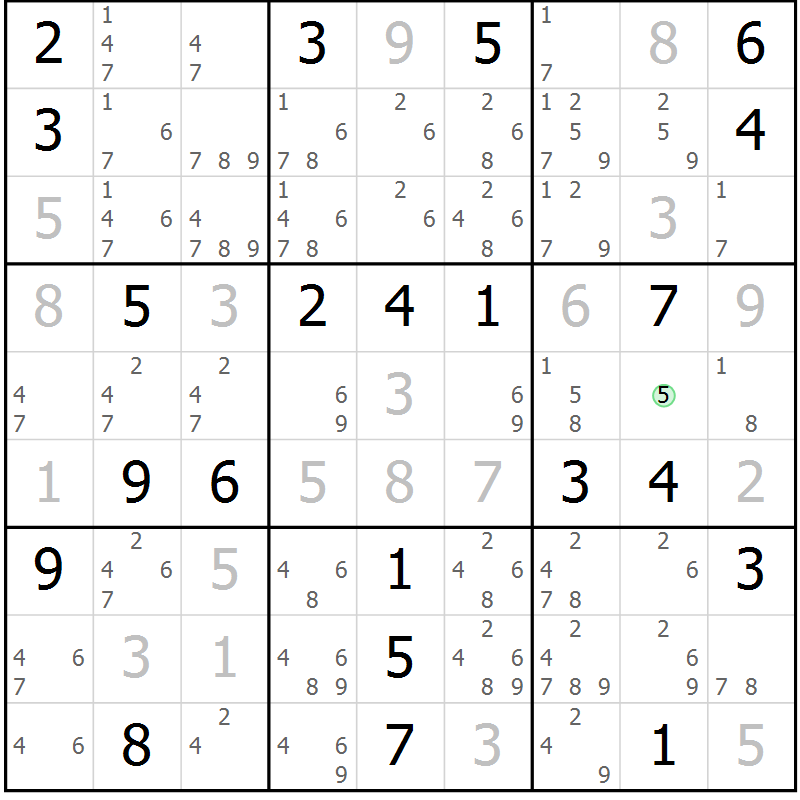 Position des candidats pour la solution de la Gr 19 page 22 du magazine de sudoku Virtuose n° 106