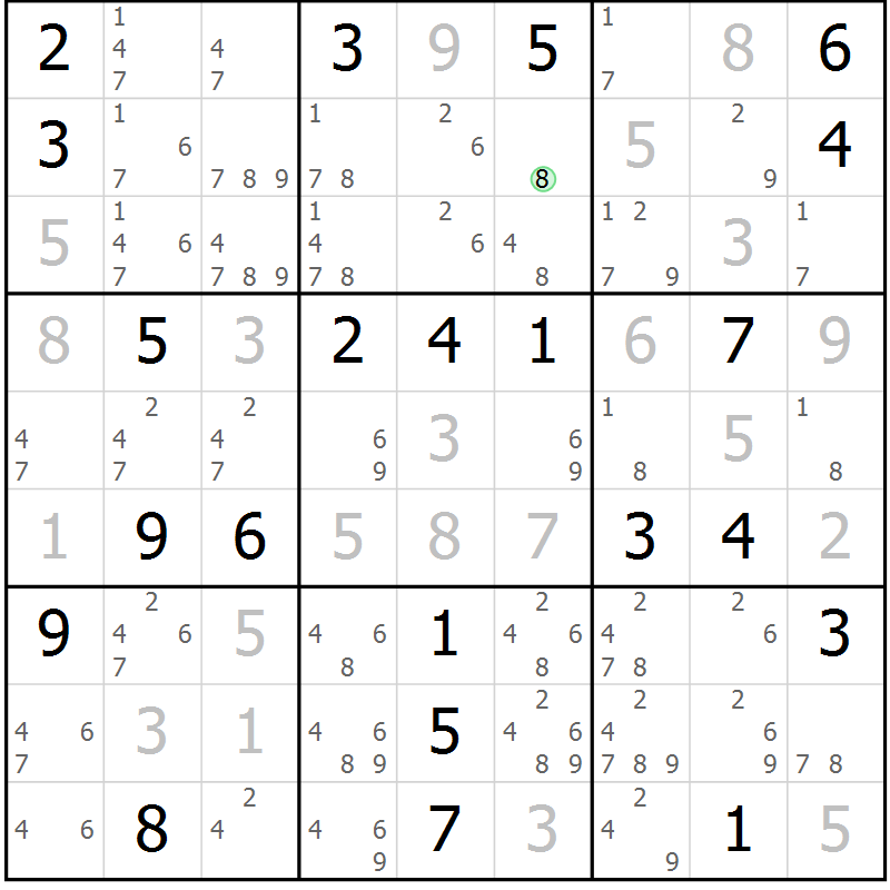 Position des candidats pour la solution de la Gr 19 page 22 du magazine de sudoku Virtuose n° 106