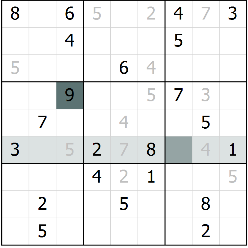 Position des candidats pour la solution de la Gr 2 page 5 du magazine de sudoku Virtuose n° 106