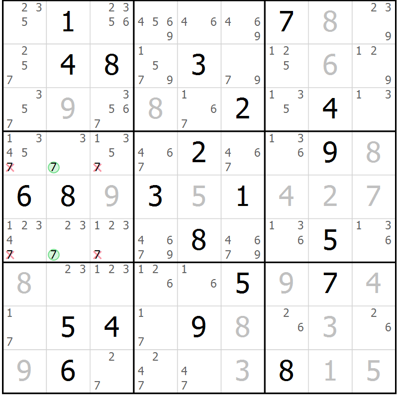 Position des candidats pour la solution de la Gr 21 page 24 du magazine de sudoku Virtuose n° 106