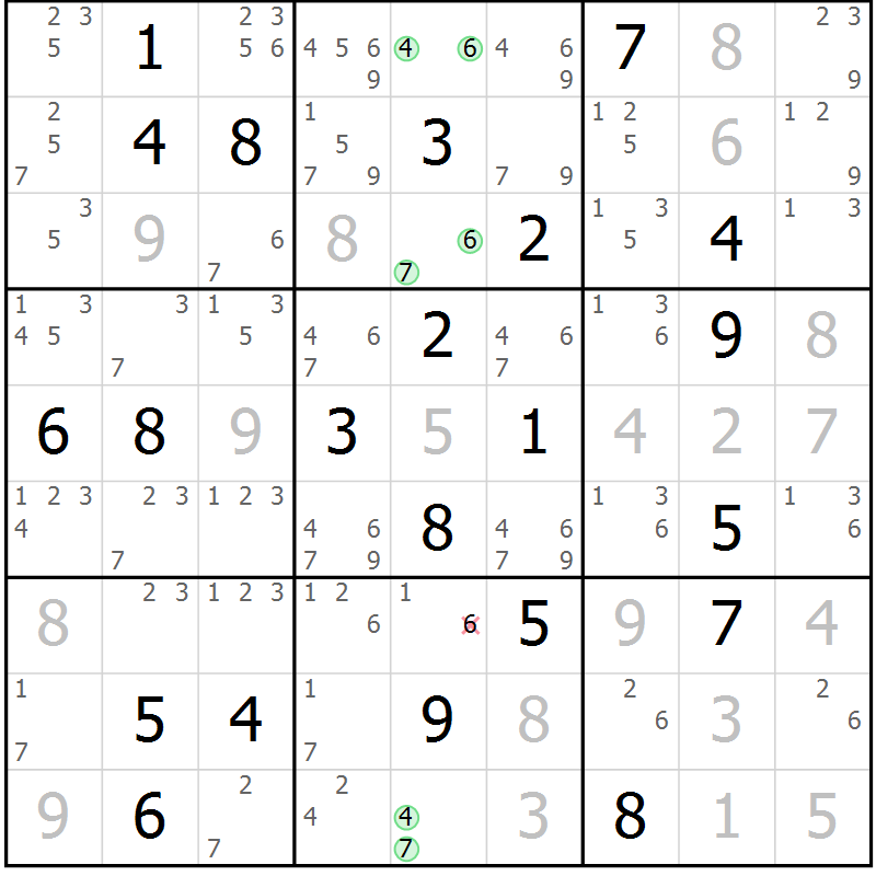 Position des candidats pour la solution de la Gr 21 page 24 du magazine de sudoku Virtuose n° 106