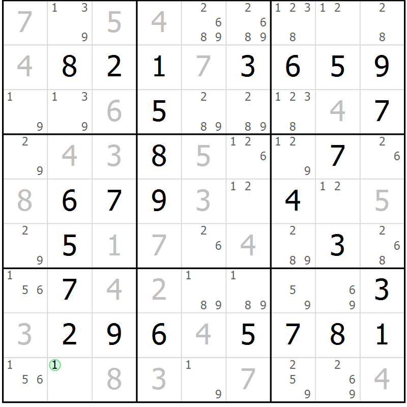 Position des candidats pour la solution de la Gr 24 page 27 du magazine de sudoku Virtuose n° 106