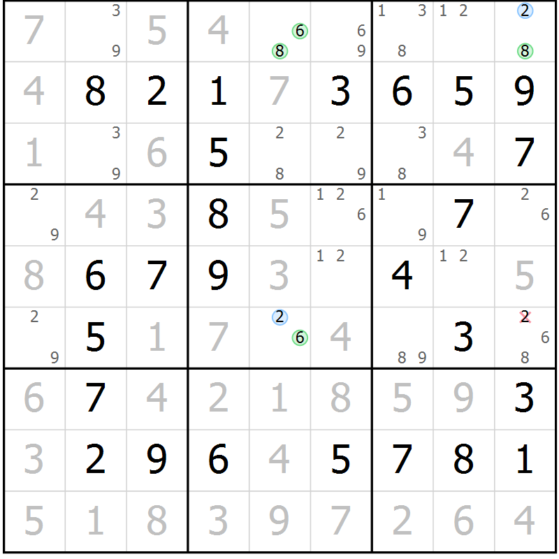 Position des candidats pour la solution de la Gr 24 page 27 du magazine de sudoku Virtuose n° 106