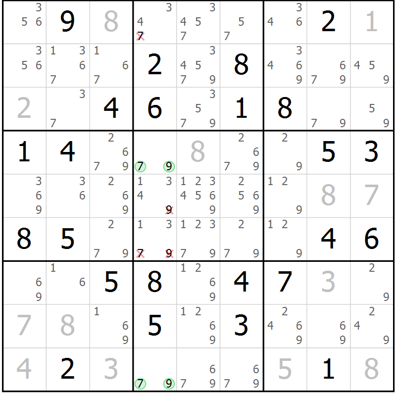 Position des candidats pour la solution de la Gr 25 page 28 du magazine de sudoku Virtuose n° 106