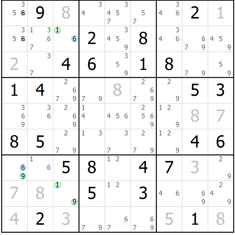Position des candidats pour la solution de la Gr 25 page 28 du magazine de sudoku Virtuose n° 106