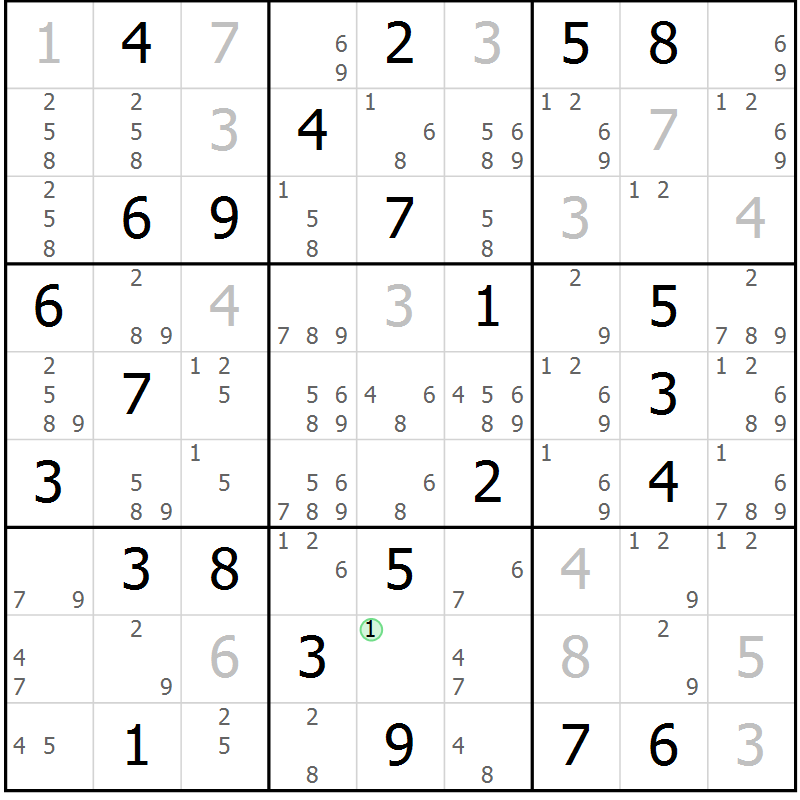 Position des candidats pour la solution de la Gr 26 page 29 du magazine de sudoku Virtuose n° 106